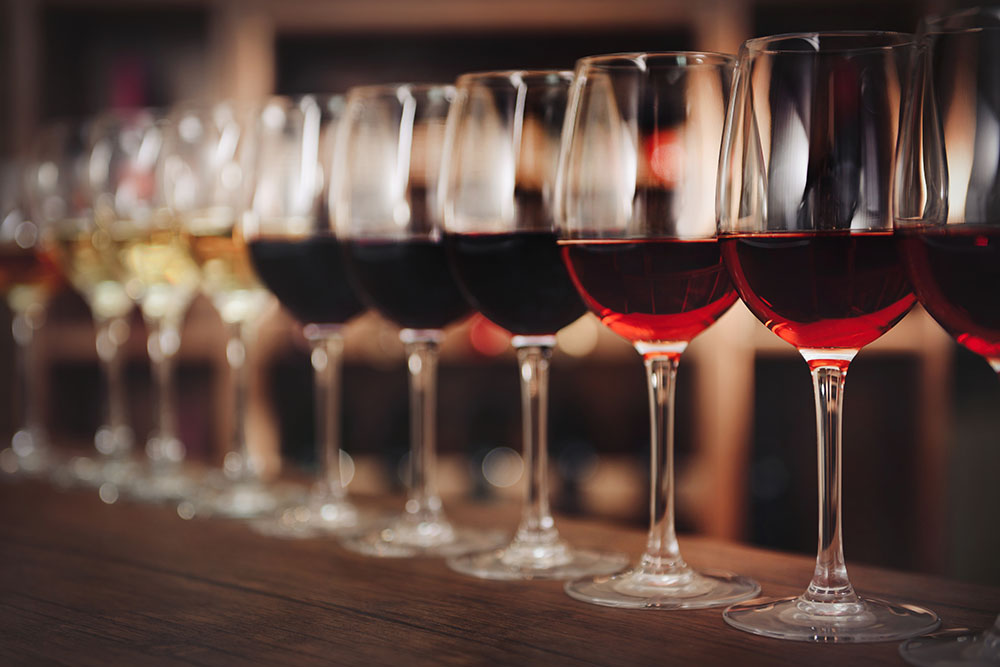 Line of wine glasses
