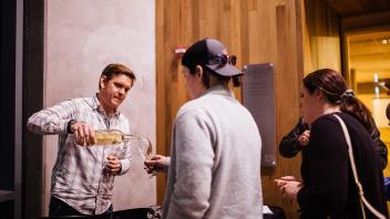 Wine pouring at reception
