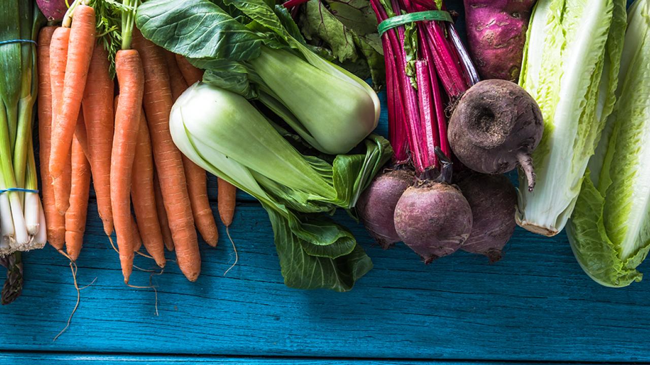 Produce on Blue Table