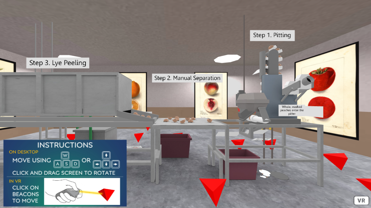 Virtual peach processing facility developed by Christopher Simmons, chair of the Department of Food Science and Technology. Virtual peach processing facility developed by Christopher Simmons, chair of the Department of Food Science and Technology.