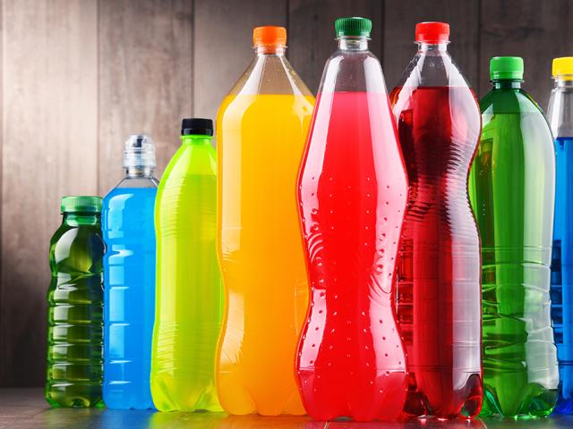 Bottles of sugary drinks