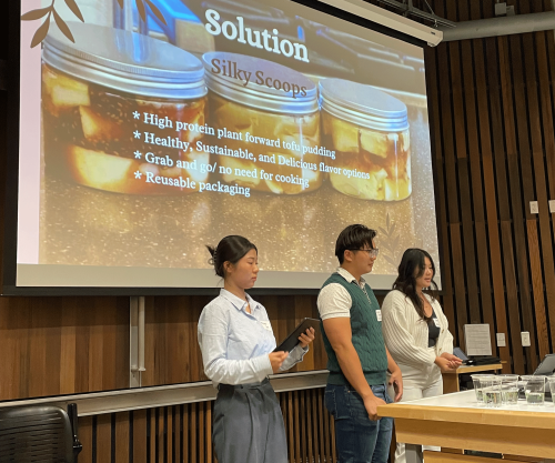 (L-R) Minjeong Jang, Archie Mangubat and Ching Sun talk about their new product.