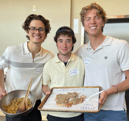 (L-R) Luca Vallesi, Malvis Leverant and Josh Ansel, creators of “UmamiMami” mushroom dip