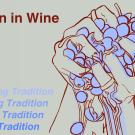 drawn hand holding a cluster of grapes